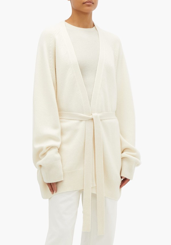 Long Belted Cashmere Shawl Cardigan from Raey