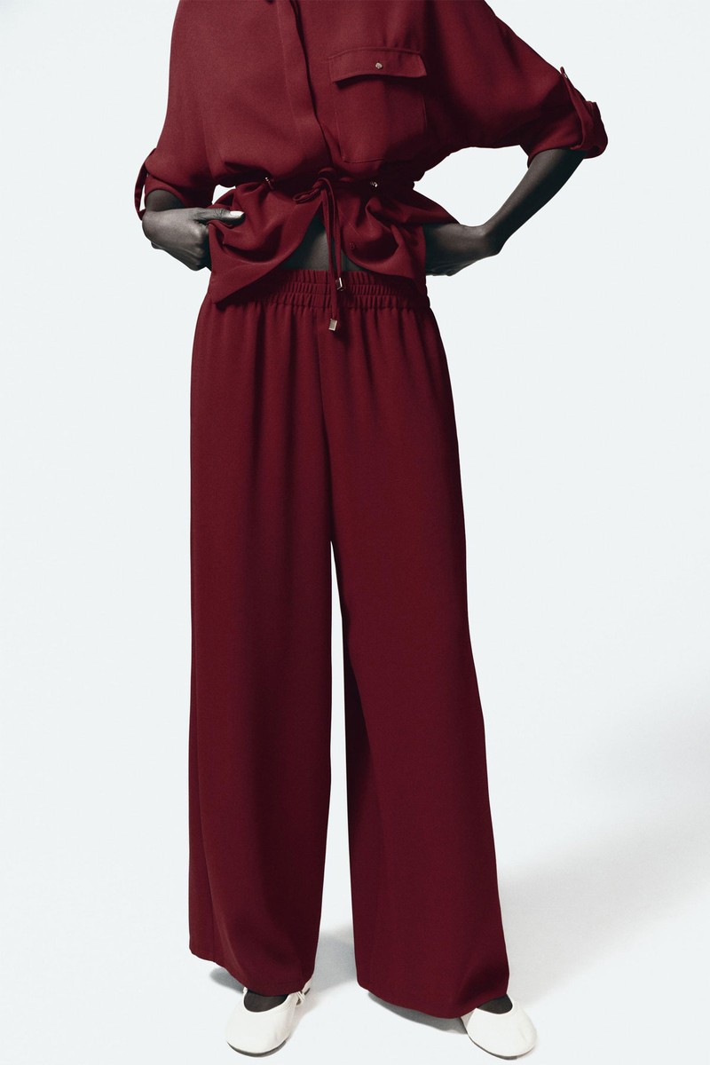 Crepe Wide-Leg Trousers