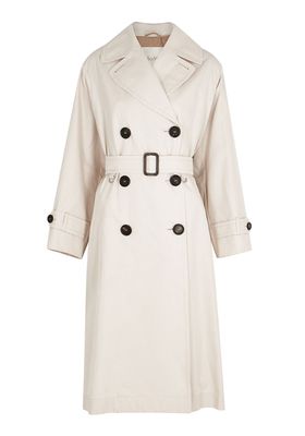 Dimper Cream Double-Breasted Twill Trench Coat from Max Mara