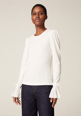 Frill-Cuff Long-Sleeved Top from Me + Em