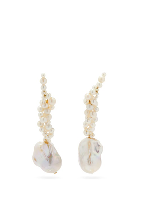 Gotcha Pearl & 14kt Gold-Vermeil Ear Climbers from CompletedWorks