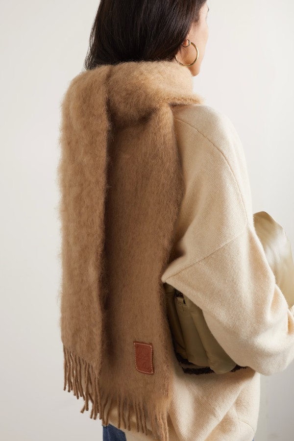 Appliquéd Fringed Mohair-Blend Scarf from Loewe