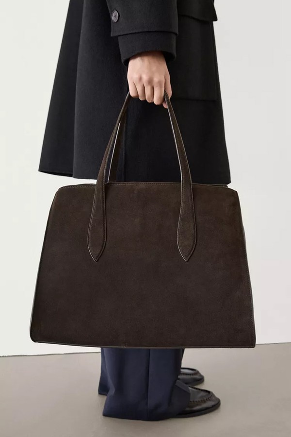 Split Leather Maxi Icon Tote Bag from Massimo Dutti