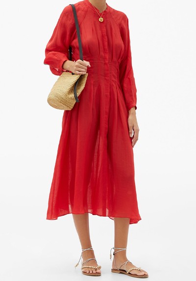 Valeraine Pleated Ramie Dress from Three Graces London 