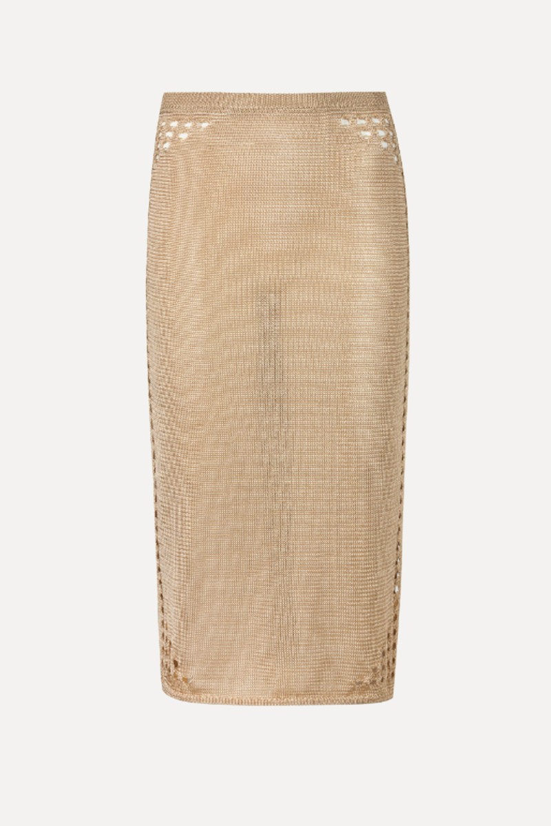 Knitted Pencil Skirt With Openwork Details