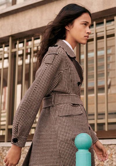 Belted Dogtooth Coat