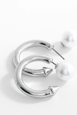 Pearl-Detail Hoop Earrings from Mango