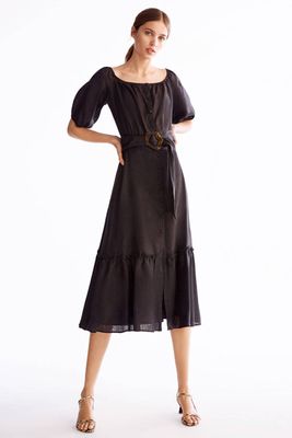 Black Linen Dress from Uterque