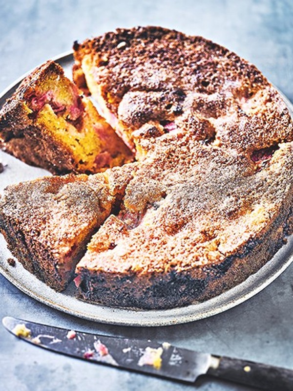 Orange & Rhubarb Polenta Cake