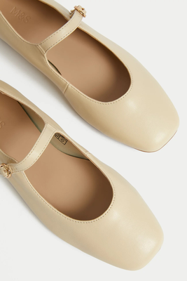 Buckle Flat Square Toe Ballet Pumps from M&S 