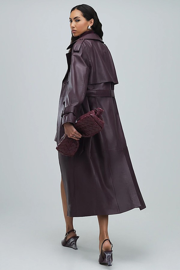 Leather Oversized Trench Coat from River Island