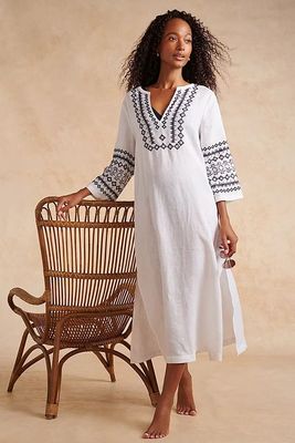 Linen Embroidered Maxi Cover Up, £64.50 (was £129) | The White Company