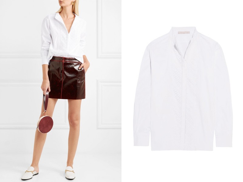 Hevin Giupure Lace-Paneled Cotton-Poplin Shirt from Vanessa Bruno