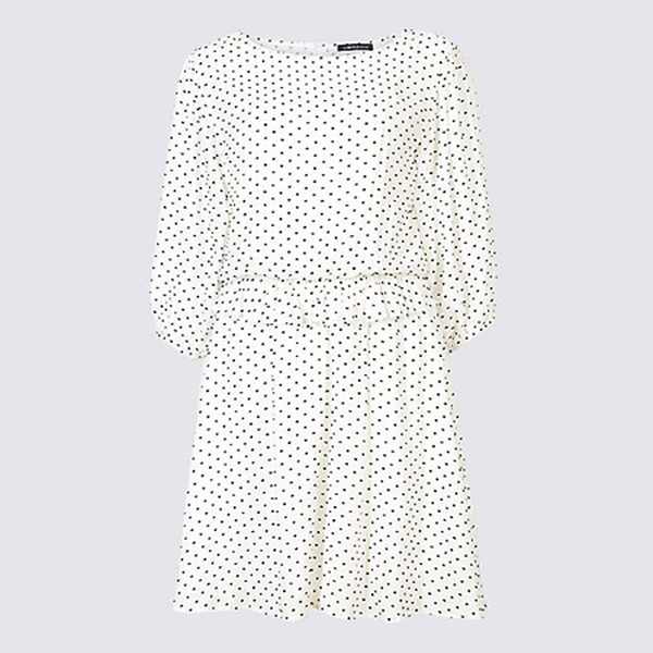 Spotted 34 Sleeve Mini Tea Dress 