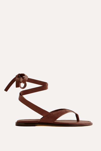 Justine Lace Up Thong Sandals from Reformation