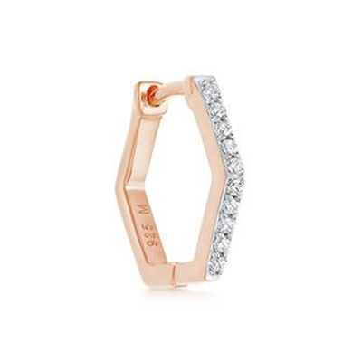 Pave Rose Gold Single Hex Huggie from Missoma