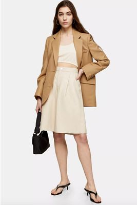 Ecru Leather Culottes from Topshop