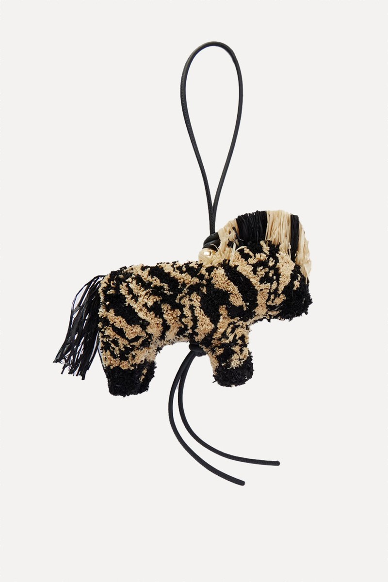Zebra Leather-Trimmed Raffia Charm from Loewe X Paula's Ibiza