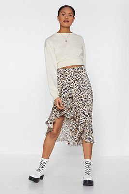 Roar Leopard Print Midi Skirt