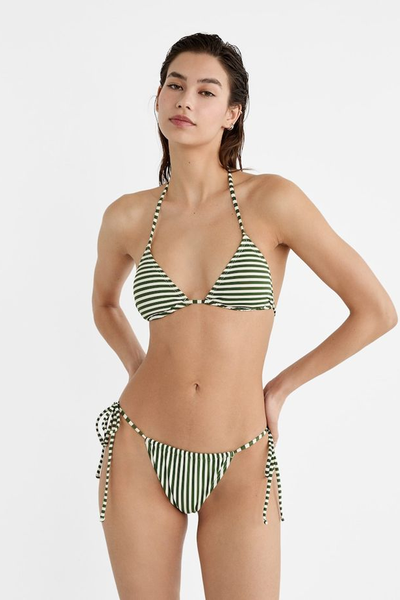 Striped Curtain String Brazilian Bikini Bottoms from Stradivarius