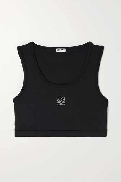 Cropped Embroidered Stretch-Jersey Top from Loewe