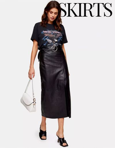 Black Leather Wrap Pencil Skirt, £100 (was £125)