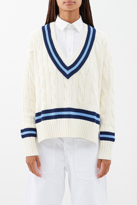 Striped Cable-Knit Cotton Sweater from Polo Ralph Lauren