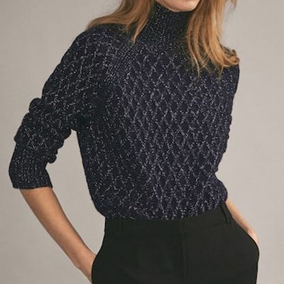Sparkly Navy Textured Sweater from Massimo Dutti