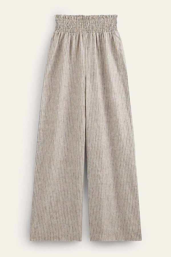 Linen Shirred Waist Trousers