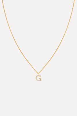 G Initial Pavé Pendant Necklace In Gold from Astrid & Miyu