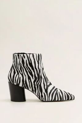 Zebra Leather Ankle Boots from Mango