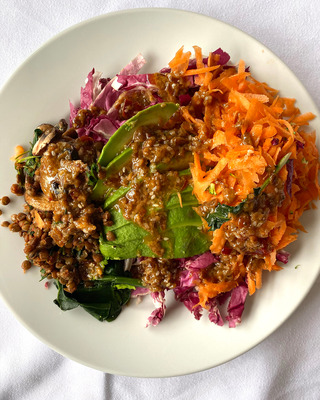 Lentils And Grated Carrot Salad With Chilli Oil Dressing