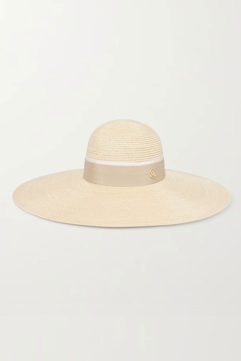 Blanche Grosgrain-Trimmed Straw Sunhat from Maison Michel