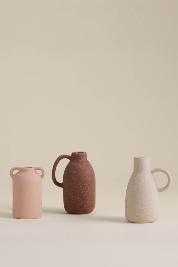 Set Of 3 Ceramic Neutral Vases