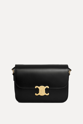 Classique Triomphe Bag In Shiny Calfskin Black from Celine