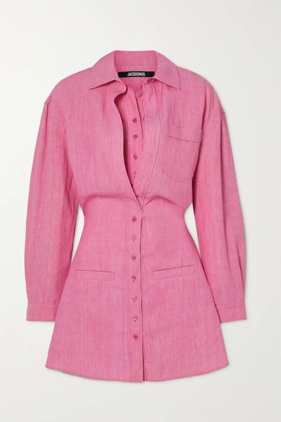 Baunhilha Layered Linen Mini Shirt Dress from Jacquemus