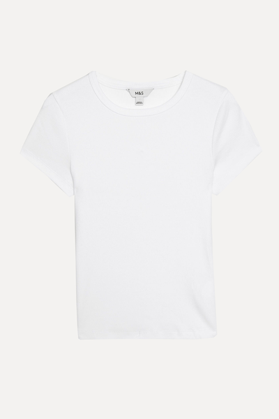 Cotton Rich Ribbed Slim Fit T-Shirt from M&S