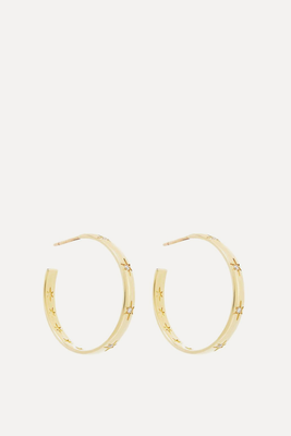 9ct Gold Lanthe Star Diamond Hoop Earrings from Liberty