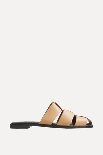 Penelope Leather Cage Mule Flats from Hush 