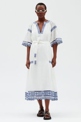 Ecru Embroidered Midi Dress from Claudie Pierlot