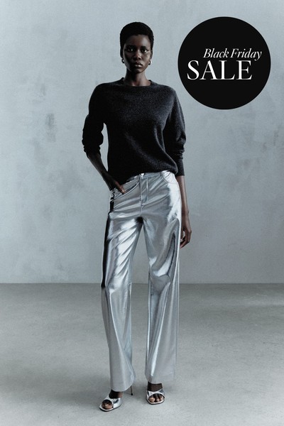 Wideleg Foil Trousers