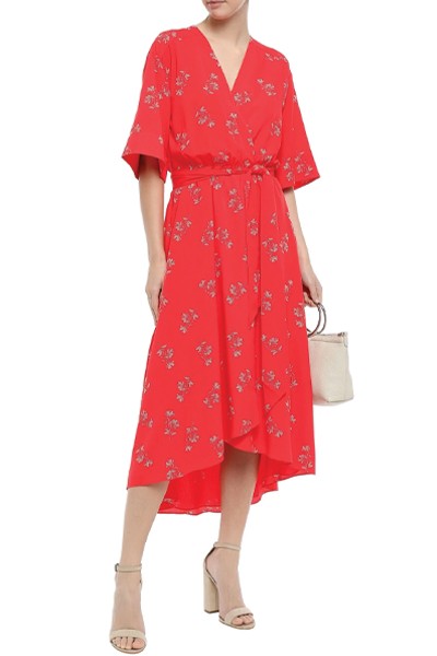 Daymon B Floral-Print Crepe De Chine Midi Wrap Dress from Joie