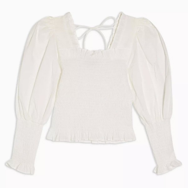 Ivory Shirred 3/4 Sleeve Top