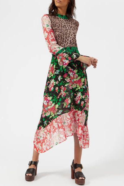 Chrissy Mixed Print Midi Dress Flared Cuff Mixed  from Rixo London