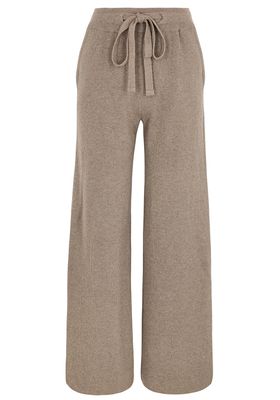 Oni Taupe Wide-Leg Ribbed-Knit Trousers from Nanushka