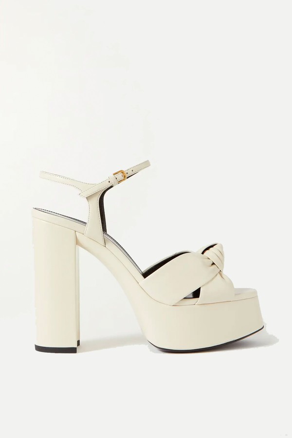 Bianca Knotted Leather Platform Sandals from Saint Laurent