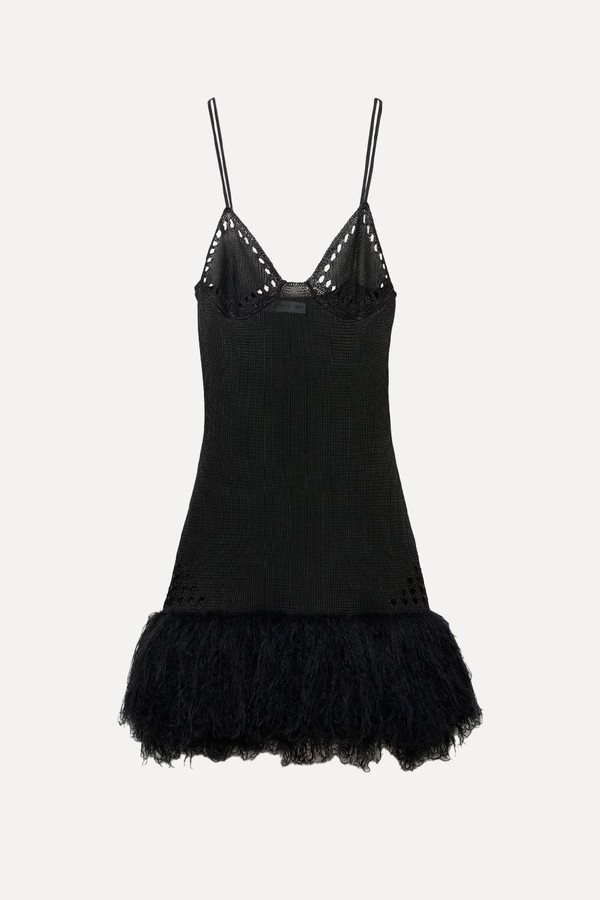Frayed Combined-Knit Dress