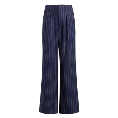 Pinstripe Belted Wool Pant