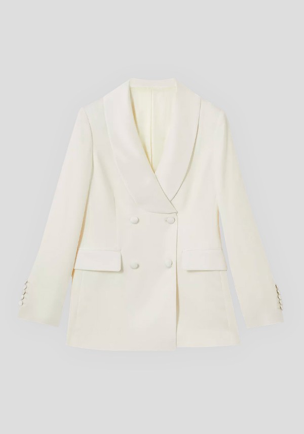 Iris Ivory Crepe Bridal Tuxedo Jacket