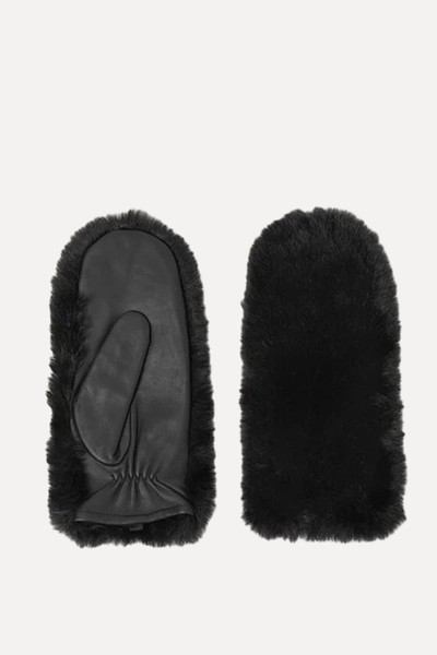 Faux Fur Leather Mittens from Jigsaw